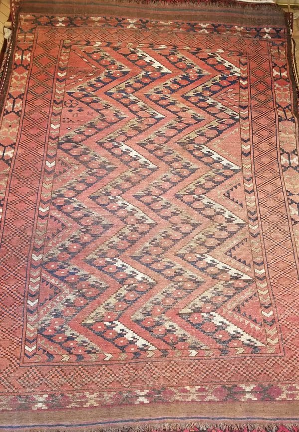 Image of 5X7 Afghani Turkoman Rug - Lightning Pattern